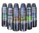 Dove Men+Care Dry Spray Antiperspirant Deodorant 150 ML Pack of 6 Mixed Scents Dove