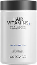 Codeage Hair Vitamins 10000 mcg Biotin, Keratin, Collagen, Vitamin A, B12, C, D3, E, Zinc, Turmeric, Probiotics, Enzymes, Inositol - Hair Care Support - Healthy Hair Supplement Pills - 2 Pack Infinity Warehouse