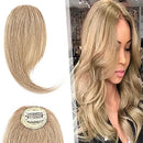 Hairro Clip in Wave Side Bangs Extensions 100% Human Hair 2PCS Dark Blonde Clip on Middle Part French Bangs Thin Sides Swept Fringe Hairpieces
