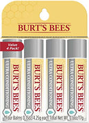 Burt's Bees Lip Balm, Moisturizing Lip Care, 100% Natural, Ultra Conditioning with Shea, Cocoa & Kokum Butter (4 Pack) Burt's Bees