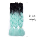 Ombre Jumbo Braiding Hair 24 inch Jumbo Braid Hair Extensions Jumbo Box Braids Crochet Hair Long for Women Kids DIY High Temperature Synthetic Fiber 2 Tones Black+ Light Green 5 Bundles Benehair