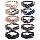 DRESHOW 10 Pack Boho Headbands for Women Vintage Cross Elastic Head Wrap Hair Accessories DRESHOW