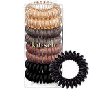 Kitsch Spiral Hair Ties, Coil Hair Ties, Phone Cord Hair Ties, Ponytail Hair Coils No Crease, Headband - 8 pcs (Brunette) Kitsch