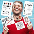 Fashion Tats Lil Peep Temporary Tattoos | Includes Face, Neck & Hands | REALISTIC  | Skin Safe | MADE IN THE USA| Removable Fashiontats