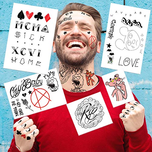 Fashion Tats Lil Peep Temporary Tattoos | Includes Face, Neck & Hands | REALISTIC  | Skin Safe | MADE IN THE USA| Removable Fashiontats
