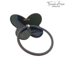 French Amie Butterfly Light Blue with Black Rim 1 3/4" Celluloid Handmade in France Ponytail Non-Slip Flexible Elastic Hair Tie for Girls and Women French Amie