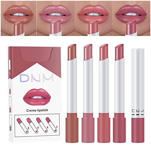 Mini Matte Red Cigarette Lipstick 4 Pack Sets Lip Kit, Litte Smoke Tube Lipstick Tinted Lip Stain Balm Long Lasting 24 Hour Waterproof Nude Moisturizing Velvet Cute Lipstick Set for Women (A-Set03) evpct