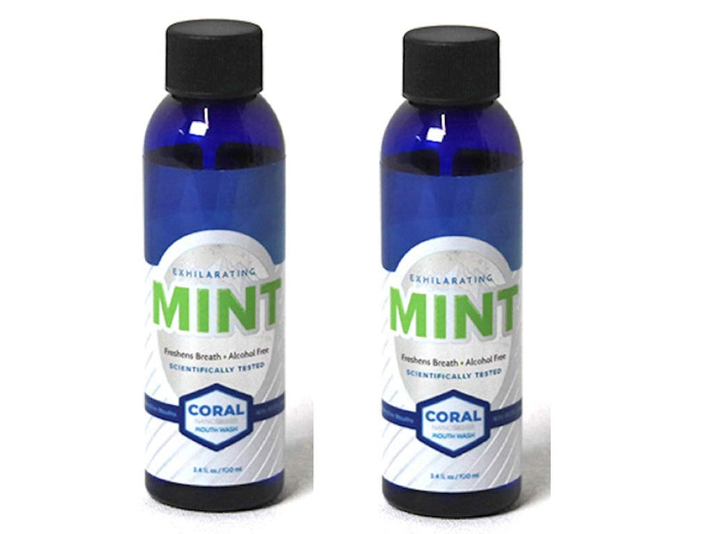 Coral Nano Silver Xylitol Mint Travel Size Mouthwash, Alcohol and Fluoride Free, Helps Soothe Mouth Sensitivity and Prevents Bad Breath 3.4 Ounce Coral White