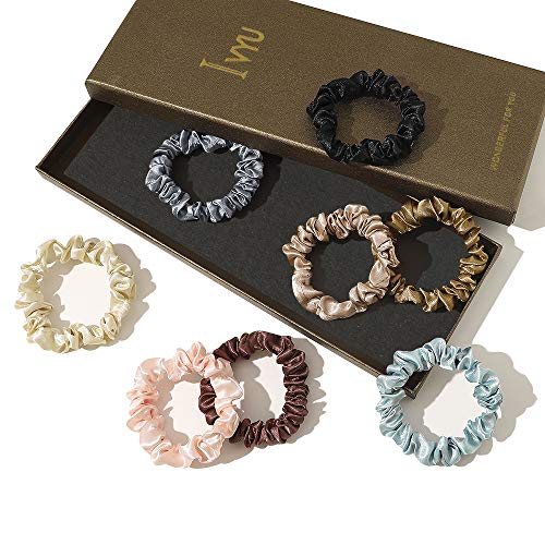 Scrunchies Silk Satin Hair Ties - Elestics Ponytail Holder Hair Bands Small Scrunchy For Thick Curl Hair No Crease Hair Ties Accessories Soft Ropes No Hurt Your Hair for Women and Girls Ivyu