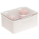 mDesign Plastic Cosmetic Storage Organizer Box Containers with Hinged Lid for Bedroom, Bathroom Vanity Shelf or Cabinet, Holds Masks, Palettes, Lotion, Astringents, or Nail Polish, 2 Pack, Cream/Clear mDesign