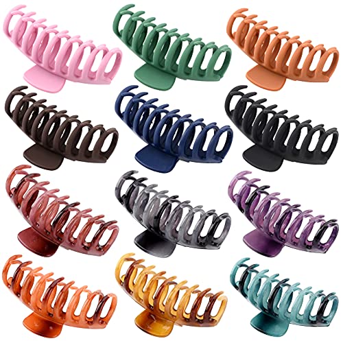 12 PCS Big Hair Claw Clips , Trendcy Colors,Matte Non-slip Material ,Strong Hold Hair For Women And Girls,Suitable For Thin Or Thick Hair,Fashion Hair Accessories,4.3 inch (4.3 inch) HQ-SITE