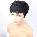 VCK Short Pixie Cut Wigs for Black Women Natural Wavy Synthetic Hair Wigs Short Layered Heat Resistant Wigs 1B Color VCK