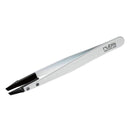 Rubis Classic Techno Stainless Steel Tweezers for Precise Eyebrows and Hair Removal, Slanted Polymer Tips, Made in Switzerland, White Rubis
