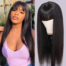 Subella 9A Straight Human Hair Wigs with Bangs 150% Density Glueless Brazilian Machine Made None Lace Front Wigs for Black Women Natural Color (20inch, straight wig with bangs) Subella