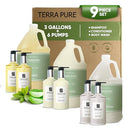 Terra Pure Gallon & Dispenser Set | 1-Shoppe All-In-Kit | Shampoo Conditioner Body Wash Gallon | Refillable 10.14 oz. Matching Pump Bottles Infinity Warehouse
