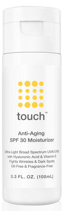 Anti-Aging SPF 30 Sunscreen Moisturizer Face Cream with Vitamin C, E, & Hyaluronic Acid - Broad Spectrum Stops Dark Spots & Hyperpigmentation – Face, Neck, or Body - Fragrance and Oil Free - 3.3 Oz TOUCH