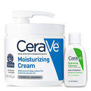 CeraVe Moisturizing Cream Combo Pack | Contains 16 Ounce with Pump and 1 Ounce Hydrating Facial Cleanser Trial/Sample Size CeraVe