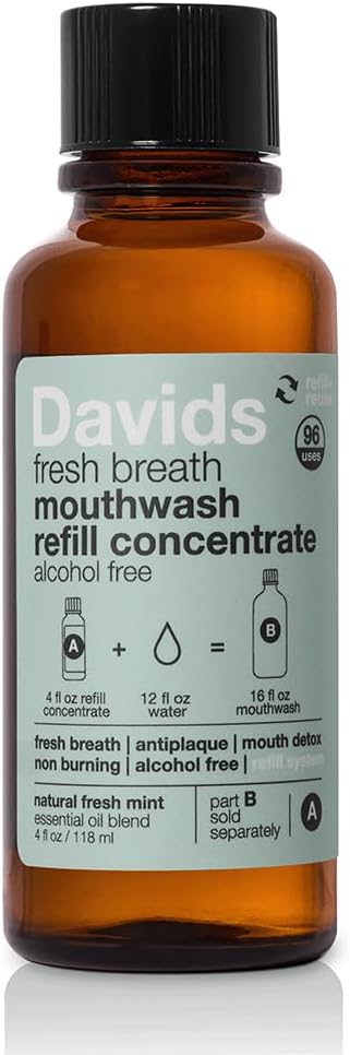 Davids Hydroxi Fresh Breath Mouthwash Starter Kit, Alcohol-Free, Fluoride-Free, Nano-Hydroxyapatite for Remineralizing & Enamel Health, Relieves Dry Mouth, Fresh Mint, 16 fl oz Infinity Warehouse