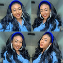 Body Wave Headband Human Hair Wigs for Black Women Glueless None Lace Front Wigs Headband Wigs Human Hair Brazilian Virgin Hair Machine Made Headband Wigs 150% Density (24" Headband wigs) beafay