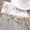 Aukmla Bride Wedding Hair Vines White Pearl Hair Accessories Crystal Rhinestone Hair Piece for Bride and Bridesmaids HV-24 (Gold) Aukmla