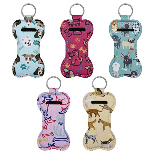 Beautyflier Neoprene Chapstick Lipstick Keychain Holder (Dog Pattern) Beautyflier