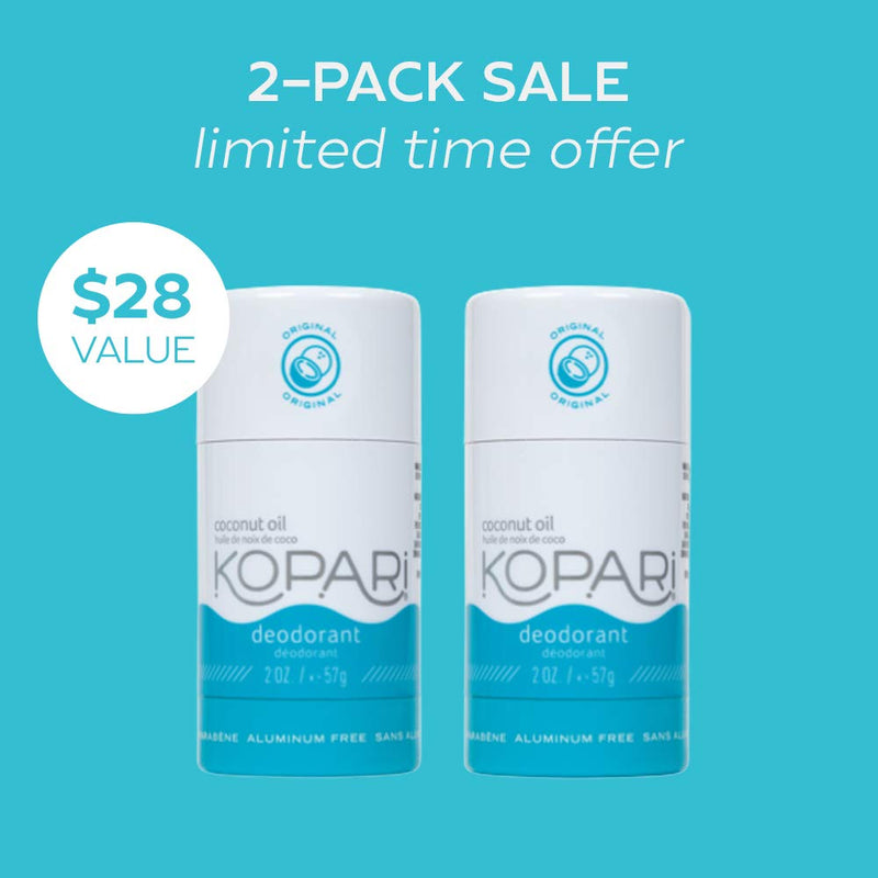Kopari Aluminum-Free Deodorant Original | Non-Toxic, Paraben Free, Gluten Free & Cruelty Free Men’s and Women’s Deodorant | Made with Organic Coconut Oil | 2 Pack, 2.0 oz Kopari