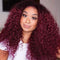 Ombre Dark Red Curly Weave Human Hair 4 Bundles 99J Brazilian Curly Hair 100g/Bundles Burgundy Kinky Curly Human Hair Extensions for Black Women (14"16"18"20") ALISFEEL