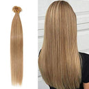 100 Strands U Tip Hair Extensions Pre Bonded Remy Human Hair Nail Tip Italian Keratin Fushion Hairpiece Long Straight Silky For Lady Girl Women