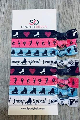 Figure Skating Hair Accessories, Ice Skating Hair Ties, No Crease Skate Hair Elastics Set for Girls Sportybella