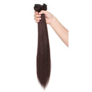 S-noilite Clip in Human Hair Extensions 100% Real Remy Thick True Double Weft Full Head 8 Pieces 18 clips Straight silky (14 inch - 120g,Medium Brown (