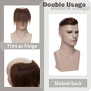 Hairro Men's Hairline Toupee 100% Brazilian Human Hair Frontal Wiglet Hairpieces 6 Inch V-Shape Forhead Hair Topper with Seamless PU Weft Skin Base Man Hair Replacement Unit System