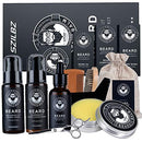Beard Growth Kit For Men, Unique Beard Care with 100% Natural Beard Oil, Beard Balm, Beard Shampoo Wash Beard Brush& Wood Beard Comb, Beard Scissors, Best Beard Gift For Dad Husband Boyfriend SZILBZ