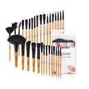 Make Up Brushes, Professional Burlywood Makeup Brush Kits Comfortable Fiber Hair 32 Piece Eye Shadow Eyebrow Kabuki Foundation Brush Rolling Bag Included Daxstar