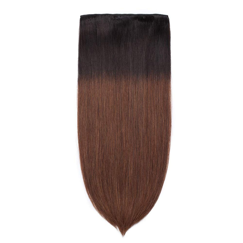 MY-LADY Double Weft 100% Remy Clip in Human Hair Extensions Ombre 2 Tone Color Grade 7A Quality Full Head Thick Long Straight 8pcs 18clips Balayage (22" / 22 inch 160g,Natural Black to Medium Brown) MY-LADY