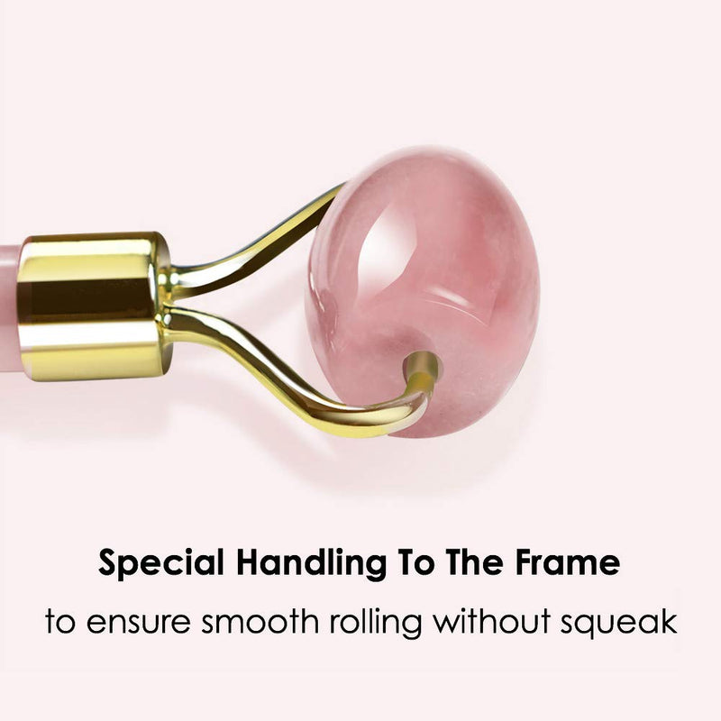 Natural Rose Quartz Roller for Face - Aging Wrinkles,Puffiness Facial Skin Massager - Premium Authentic Jade Stone (GUASHA NOT INCLUDED)(Rose) NSOSAUE