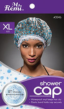 Shower Cap - Blue Dot Pattern, Vinyl material, elastic band, extra large, large, won’t fall off your head, Ameliana