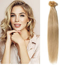 U Tip Pre Bonded 100% Remy Human Hair Extensions 100 Strands Per Package Nail Tip Italian Keratin Fushion Hairpiece Long Straight Silky For Women