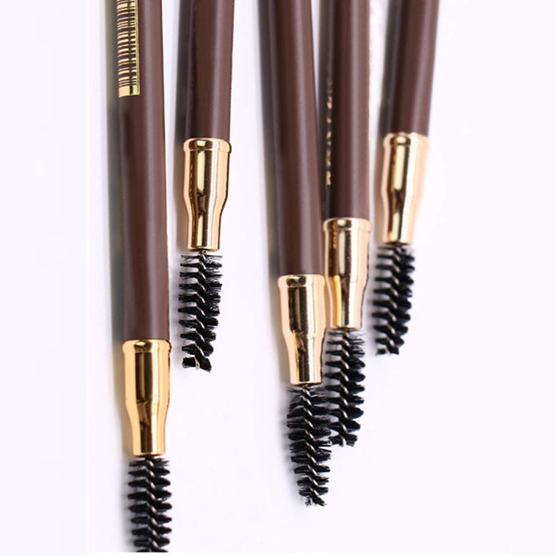Eyebrow Pencil with Brow Brush 5pcs Pinkiou Waterproof Durable Liner Double-headed Makeup Brow Stylist Longlasting Microblading Pen Kit For Marking Outlining Eye Brow Liners 5 Colors Per Set Pinkiou Store