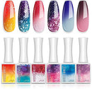 Modelones Gel Nail Polish Set - 6 Colors 10ml Limited Edition Temperature Color Changing Gel Polish Nail Kit Glitter Pink Ombre Holiday Celebration Gel Polish Soak Off Nail Art Manicure DIY Salon Gift modelones