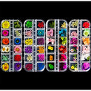 ANPHSIN 4 Boxes Dried Flowers Nail Art- 48 Colors Mini Natural Real Dry Flowers 3D Applique Art Resin Art Supplies with Tweezers for Nail Decoration Sticker Nail Tips Manicure ANPHSIN