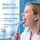 Soft Bristle Tongue Brush for Adults for Bad Breath, Halitosis & Oral Hygiene - Tongue Scraper Brush with Ergonomic Handle & Protective Cap for Easy Storage & Travel - 2 Pack Infinity Warehouse