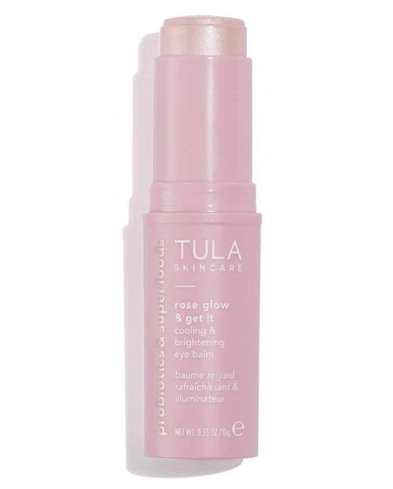 TULA Skin Care Rose Glow & Get It Cooling & Brightening Eye Balm | Dark Circle Under Eye Treatment, Instantly Hydrate and Brighten Undereye Area, Perfect to Use On-the-go | 0.35 oz. TULA