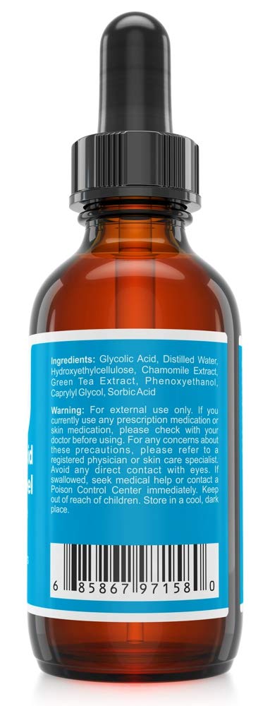 Glycolic Acid 50% Gel Peel with Chamomile and Green Tea Extracts - Professional Grade Chemical Face Peel for Acne Scars, Collagen Boost, Wrinkles, Fine Lines - Alpha Hydroxy Acid - 1 Bottle of 1 fl oz QRxLabs