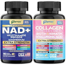 Forever Young Set with Liposomal NAD, Nicotinamide Riboside, Magnesium, Resveratrol, Lion's Mane, Collagen Peptides Types I, II, III, V and X, Biotin & Keratin, Hyaluronic Acid, Zinc, Quercetin Infinity Warehouse