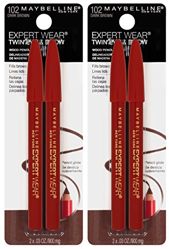 Maybelline New York Expert Wear Twin Brow & Eye Pencils Makeup, Dark Brown, , 2 Count (Pack of 2) Maybelline New York