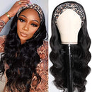 Hedy Headband Wig Human Hair Wigs for Black Women Glueless Brazilian Body Wave Head Scarf Wigs None Lace Front Wigs Human Hair 150% Density(24 inches) Hedy
