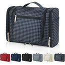 Hanging Toiletry Bag for Women & Men, OMYSTYLE Portable Travel Kit Bag, Waterproof Bathroom Toiletries Organizer with Hook for Makeup, Cosmetic, Shaving, Shampoo (Travel Size, Navy Plaid) OMYSTYLE Store
