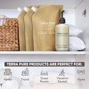 Terra Pure Spa Collection 1 Liter Body Wash Refill Bag For Soap Dispensers | Bulk Toiletries for Vacation Rentals, and Home Bathroom Showers | Green Tea Lemongrass | Set of 3 Infinity Warehouse