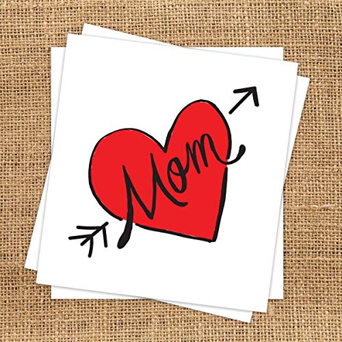 Contemporary Mom Heart Temporary Tattoo (3 Pack) | Skin Safe | MADE IN THE USA | Removable Fashiontats