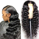 ARIETIS 24 Inch Deep Wave Wigs HD Transparent Lace Front Wigs Human Hair for Black Women Loose Wave Wigs 180% Density Glueless Pre Plucked Natural Hairline With Baby Hair 4X4 Lace Closure Wigs ARIETIS
